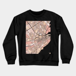 Quebec City Map Pattern in Soft Pink Pastels Crewneck Sweatshirt